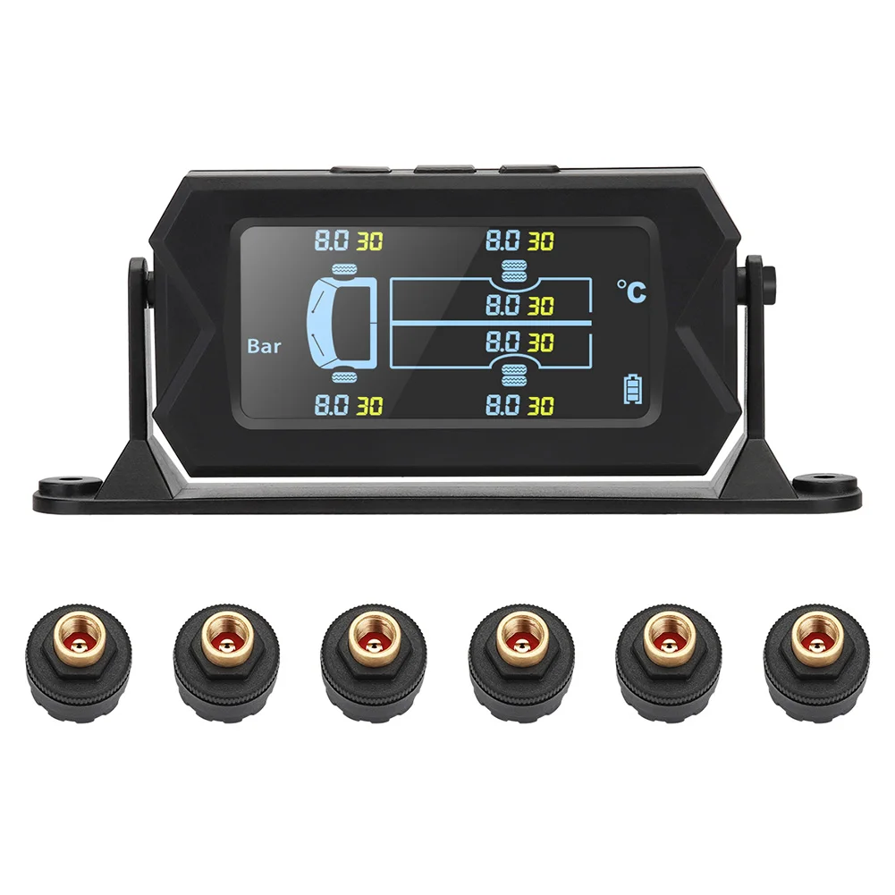 

Система контроля давления в шинах, с солнечной батареей и USB-зарядкой, с ЖК-дисплеем, с 6 внешними датчиками