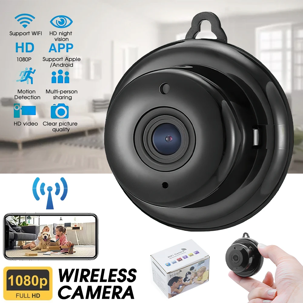 

Мини Wi-Fi IP-камера HD 1080P Беспроводная внутренняя Экшн-камера ночное видение двухстороннее аудио Обнаружение движения Радионяня Камера