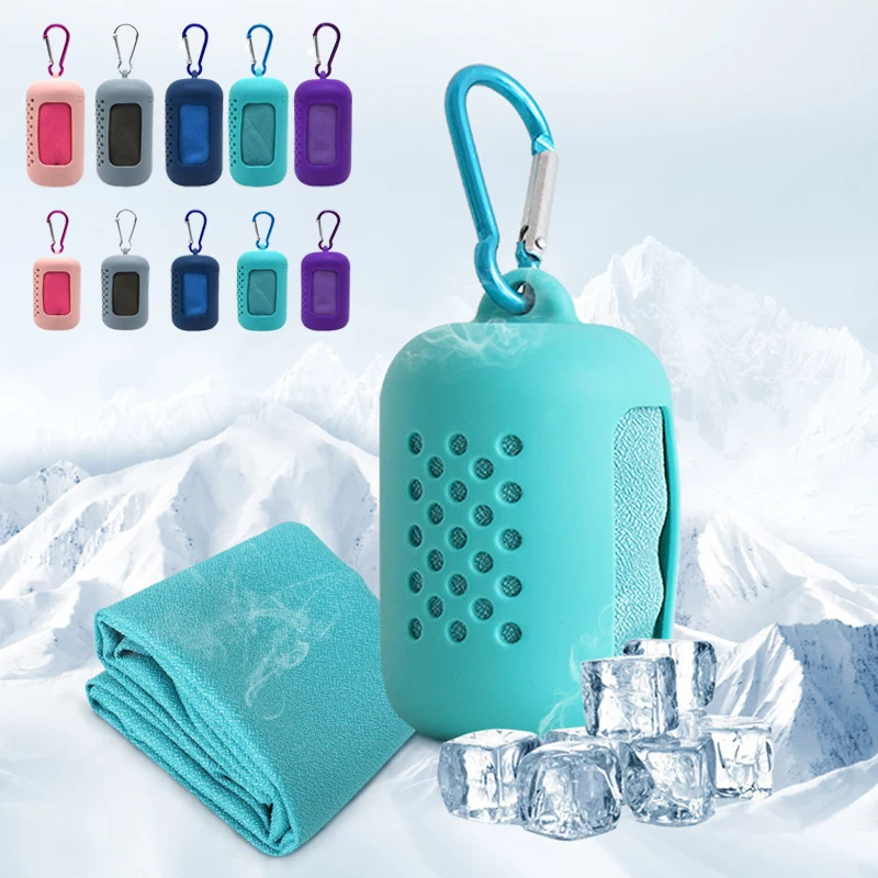 

40/80cm Quick Drying Cold Towel Sport Instant Cooling Ice Towels Portable Outdoor Travel Fitness Running Towel With Silicone Bag