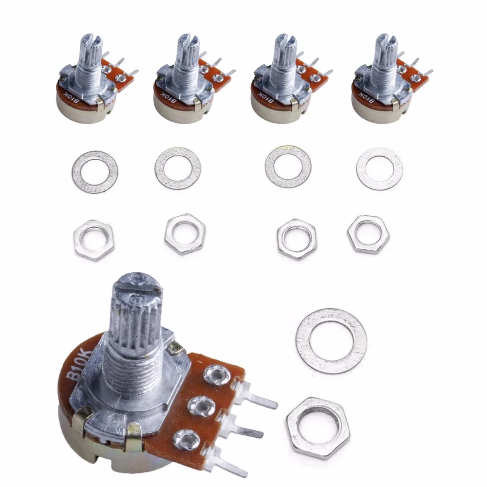 

5 шт. B10K ohm линейный конический поворотный панельный потенциометр 15 мм горячий горшок