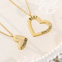 two piece set letter heart lovers splicing and carving%e2%80%9cbest friends%e2%80%9d%e2%80%9cforever%e2%80%9dpendant necklace jewelry for your best friend gift