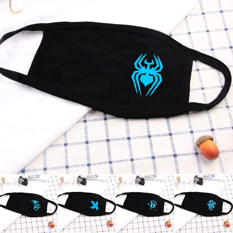 Хлопковые ветрозащитные маски для рта с мультяшным принтом мужчин и женщин