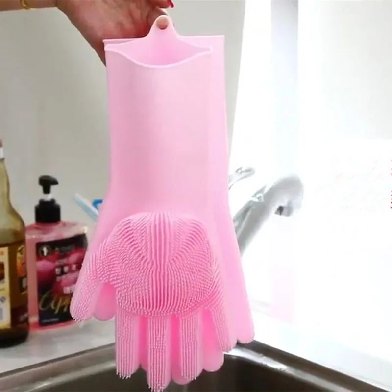 Волшебные силиконовые перчатки для мытья посуды с щеткой|Бытовые перчатки| |