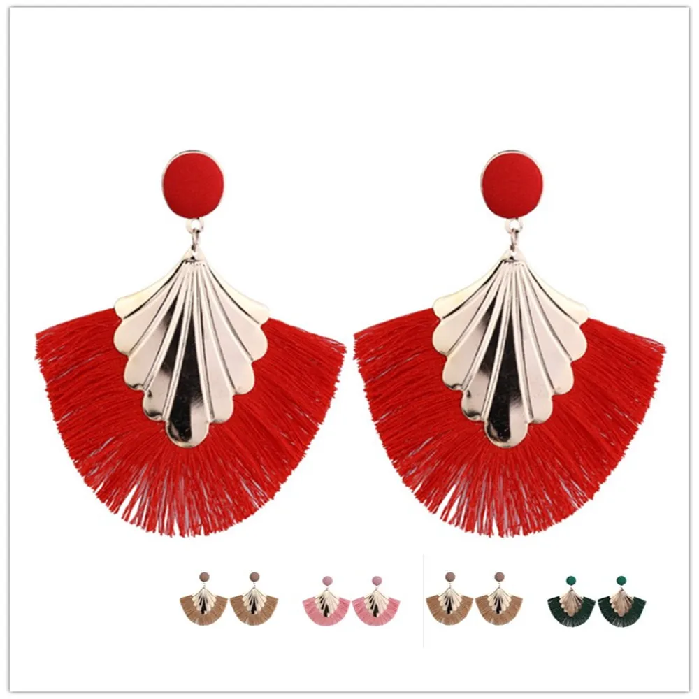 7 цветов модные массивные Серьги кисточки для женщин 2019 серьга Boho