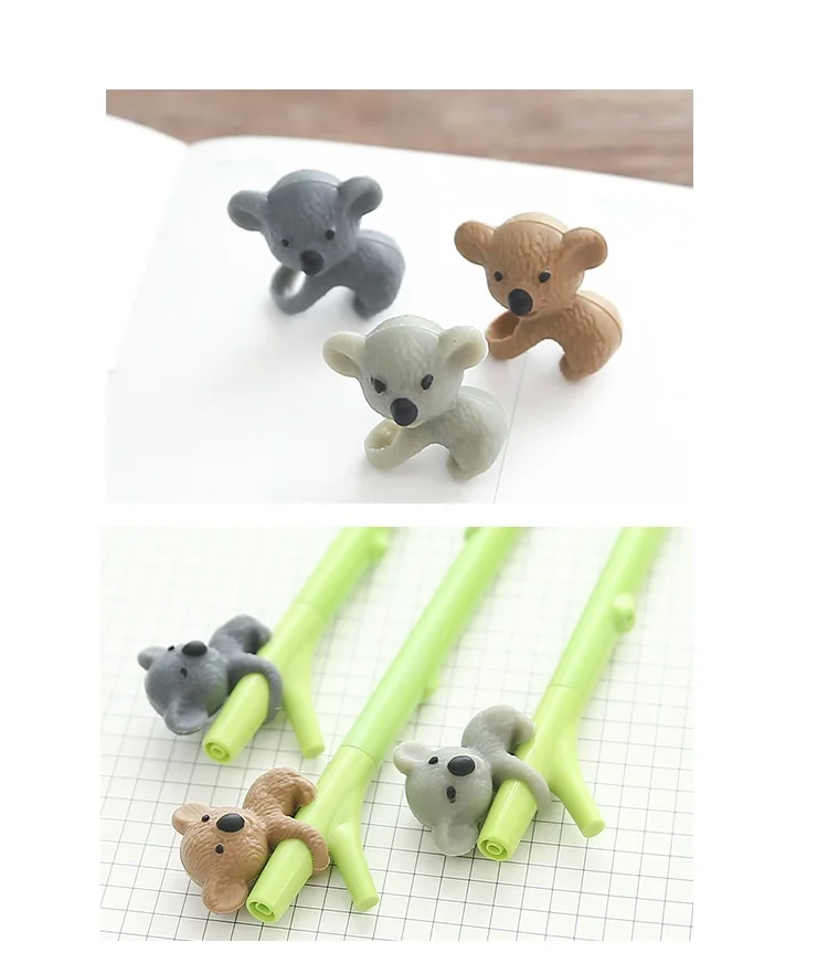 5 шт./лот мультяшная гелевая ручка koala зеленые ветки ручки черные чернила 0 мм