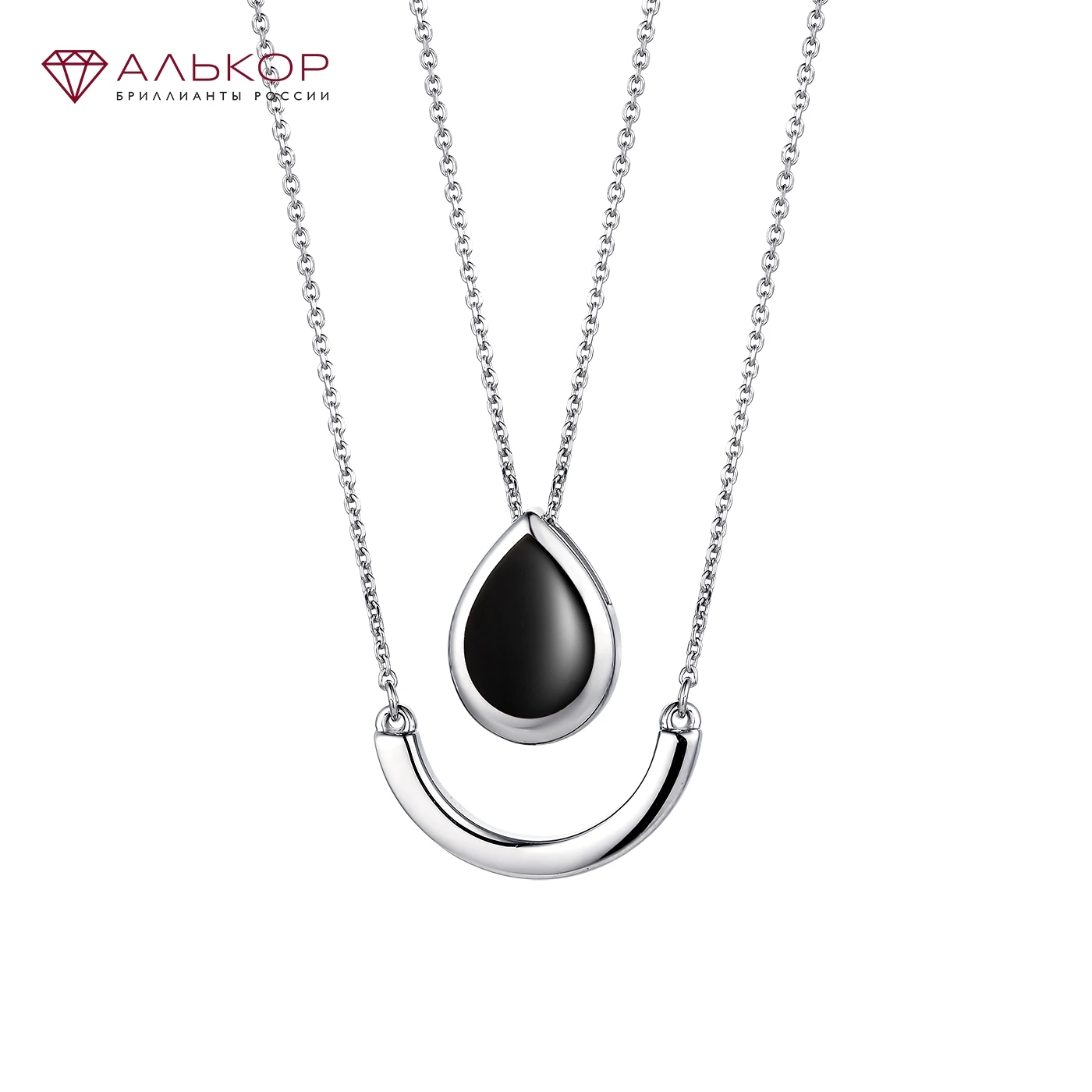 Колье тренд 2021 из серебра 925 с покрытием родия вставка: эмаль. Бесплатная доставка