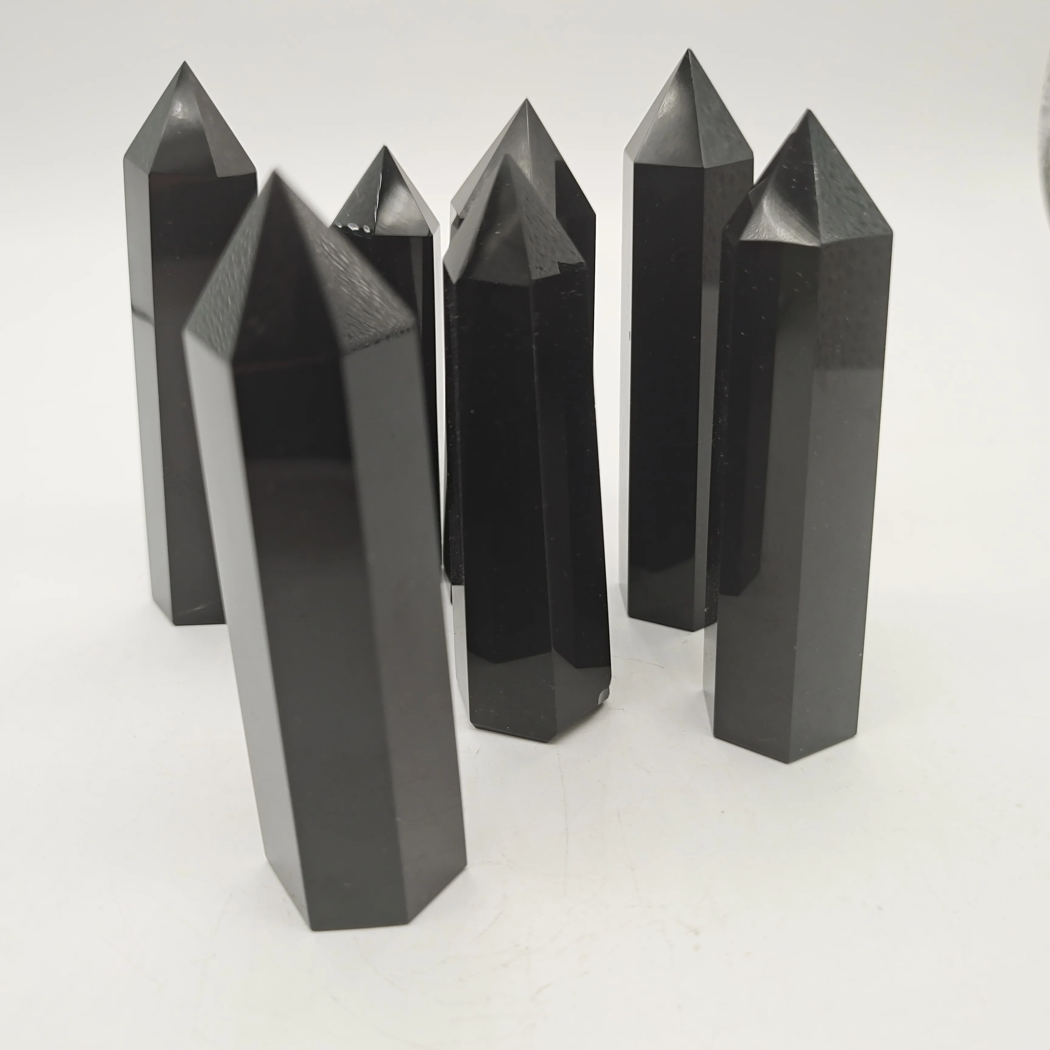 Natural obsidian Crystal Ornament Hexagonal Point Home Decoration Office For spirit Healing Energy Stone Mineral | Дом и сад