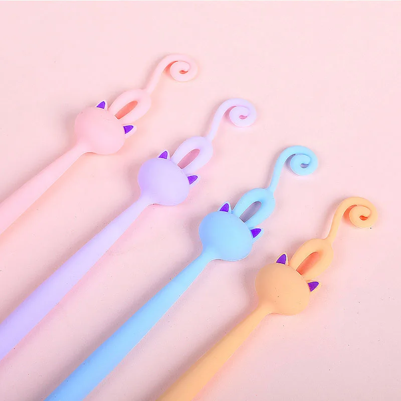 

24 pcs/lot Creative Cat Gel Pen Cute 0.5 mm black ink Signature Pens Office School Supplies Stationery gift