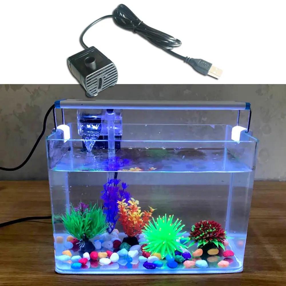 5V Ultra-Quiet Submersible Water Fountain Pump Filter Fish Tank Pond Aquarium Air not include to Increase Oxygen |