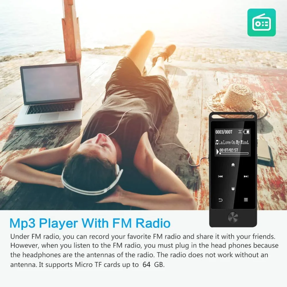 Bluetooth MP3 плеер Металлический музыкальный плеер без потерь сенсорный экран поддержка tf-карты до 64 Гб с fm-радио, запись, электронная книга
