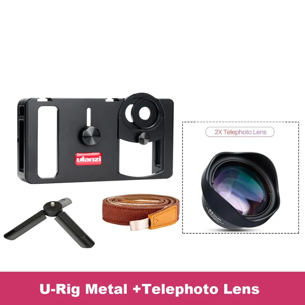 Rig with Telephoto Ulanzi U-Rig металлический ручной смартфон видео Риг Vlog Настройка Ручка Стабилизатор w телефон объектив для iPhone huawei видеопроизводителей - Цвет: Rig with Telephoto