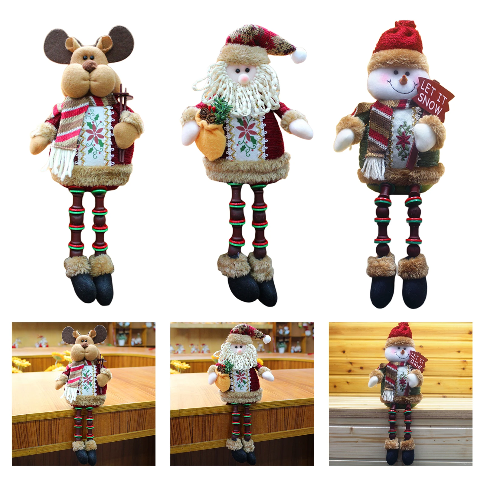 

Christmas Ornaments Sitting Doll Figurine Indoor Table Decoration Kid Gift