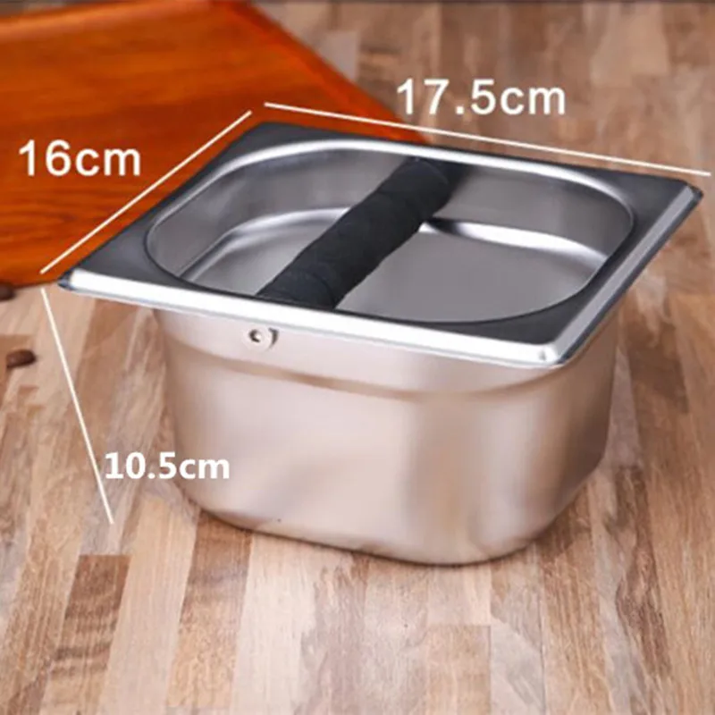 Stainless Steel Espresso Knock Box Container with Rubber Bar for Coffee Machine