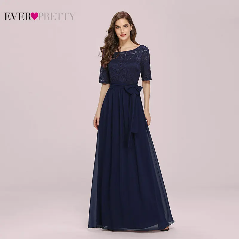 

Navy Blue Bridesmaid Dresses Ever Pretty A Line Lace Long Gown For Wedding Party For Woman Vestido De Fiesta De Boda EZ07624