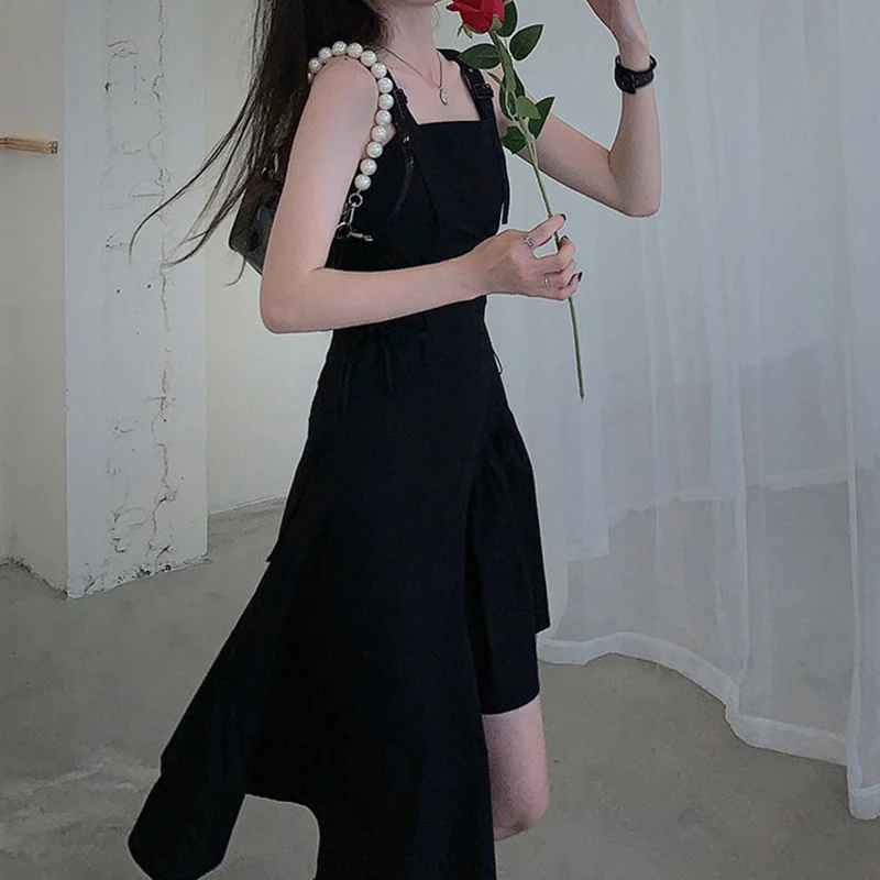 

Dresses For Women Summer New Dark Street Style Sling Base Irregular Dress Harajuku Vintage Undefined Robe Dropshipping Punk