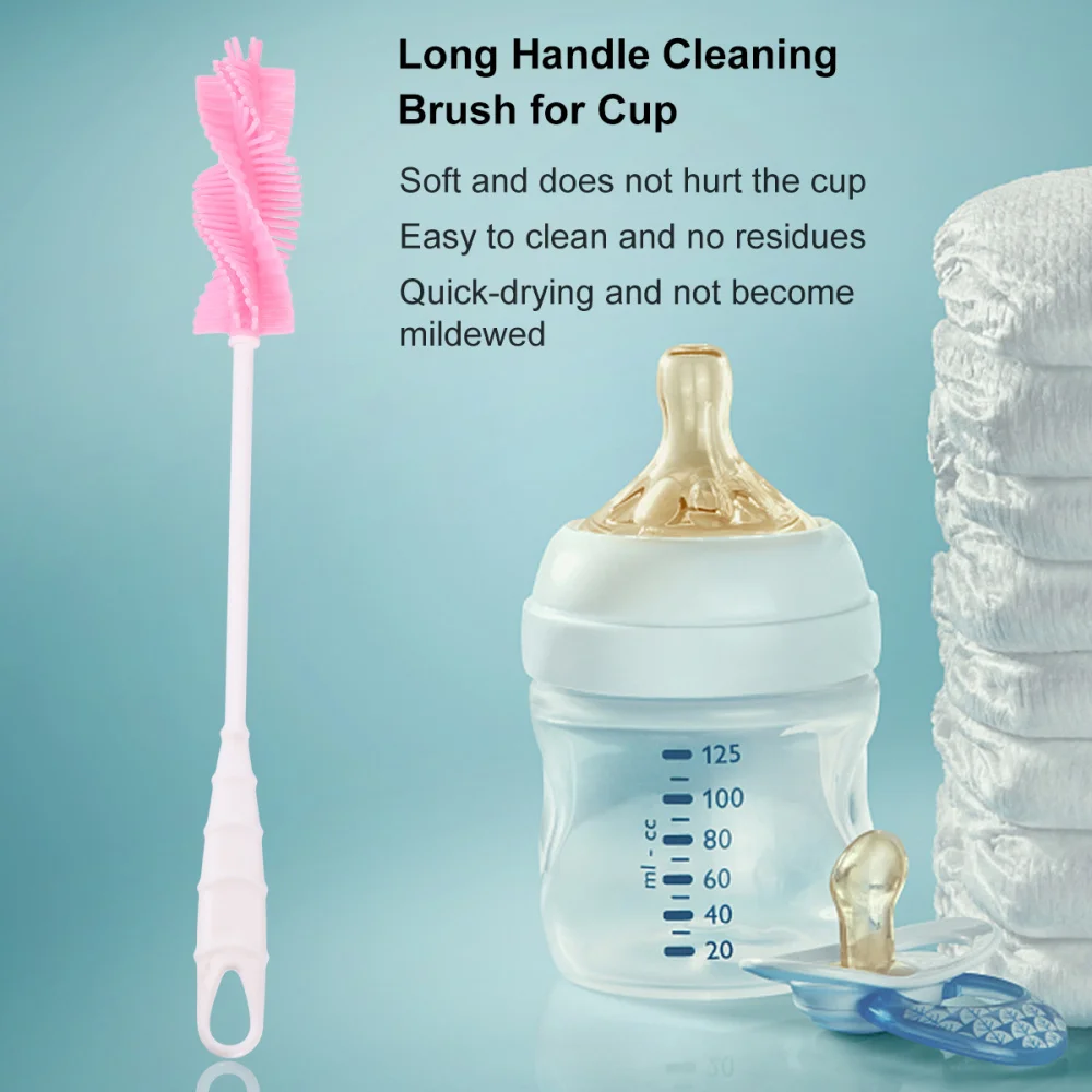 

Silicone Bottle Brush Long Handle Cup Brush Glassware Cleaning Brushes Kitchen Gadget (Green)