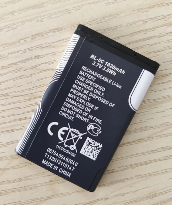 АЗК 100% BL-5C оригинальный мобильный телефон Батарея для Nokia BL 5C 1100 6600 6230 1108 1112 1200 n70 n91