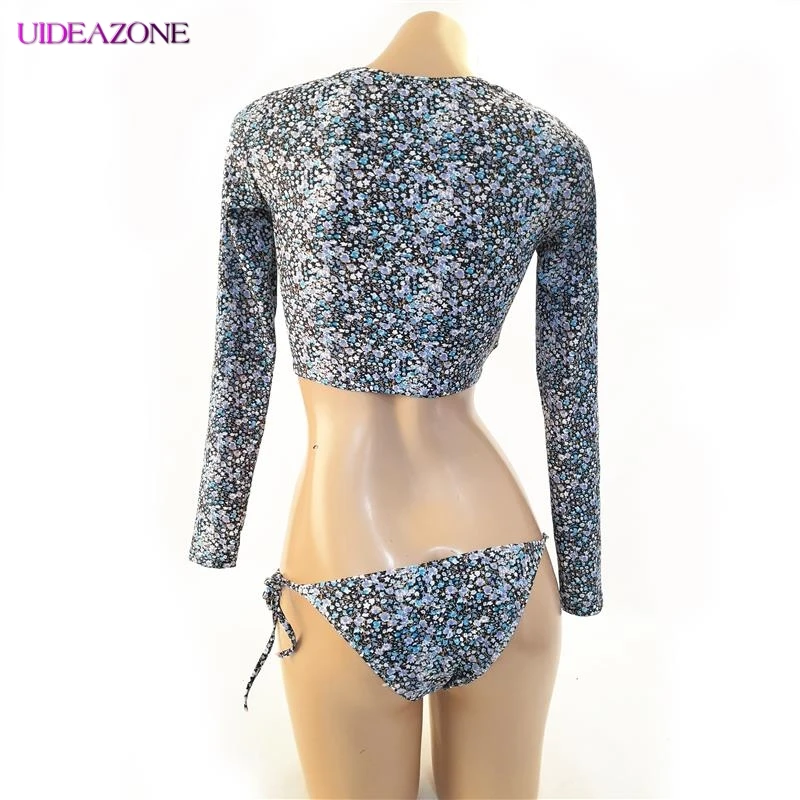 Женские Купальники с круглым вырезом и длинным рукавом укороченные топы