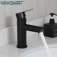yanksmart bathroom faucet single handle basin sink deck mounted matte black single hold washbasin hot and cold mixer water tap
