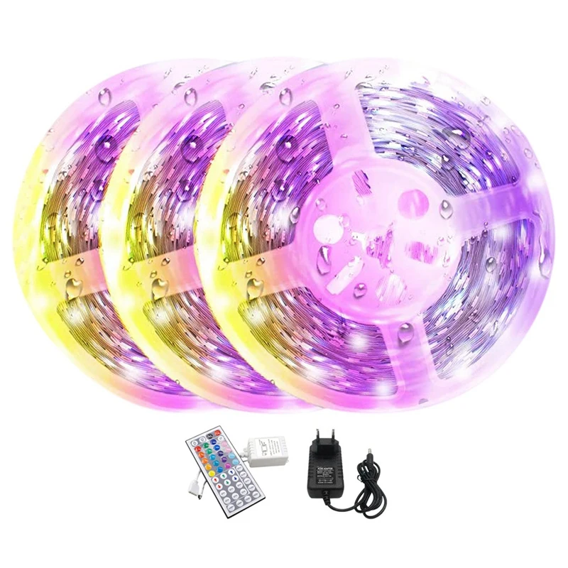 

Светодиодные ленты 15 м, Гибкие Огни, многоцветные Меняющие цвет 3528 RGB с пультом ДУ на 44 кнопки для украшения спальни