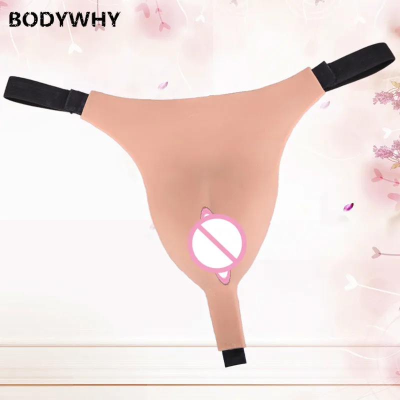 Трансгендер нижнее белье мужские трусы поддельные вагинальные штаны стринги