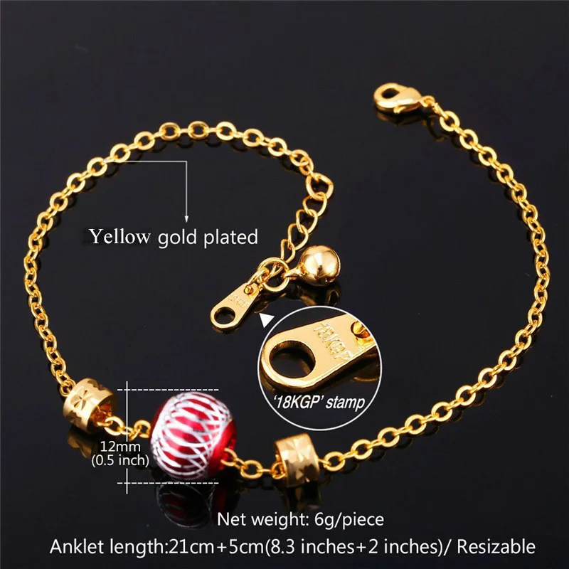 Браслеты-анклеты Collare женские ювелирные украшения для ног милые шарики золотого