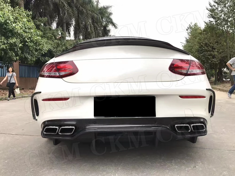 P Стиль углеродного волокна задний бампер для губ Диффузор для Mercedes Benz C Class W205 C205 C63 AMG Coupe