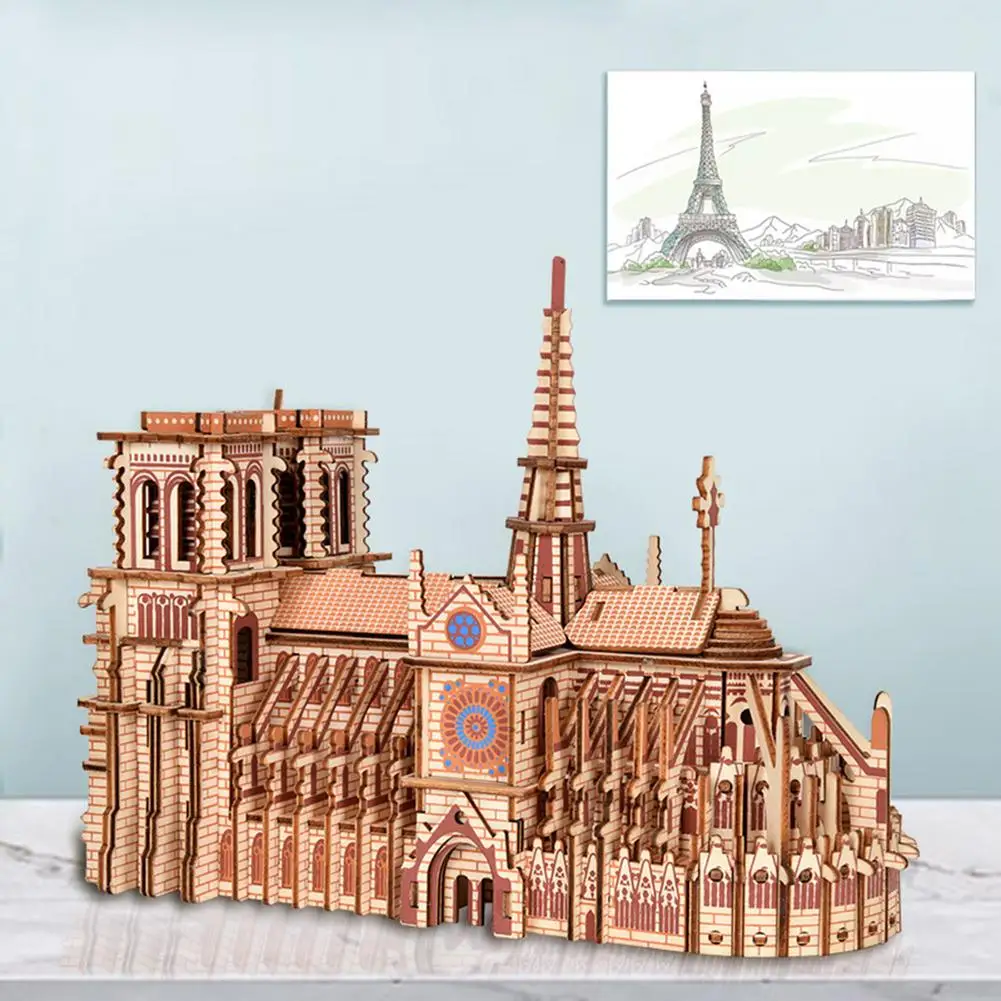 3D пазл NotreDame De Paris деревянная сборка моделирование строительства сделай сам