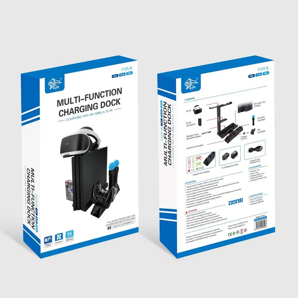 Вертикальная светодиодная док станция для зарядки + 15 шт. держателей игровых