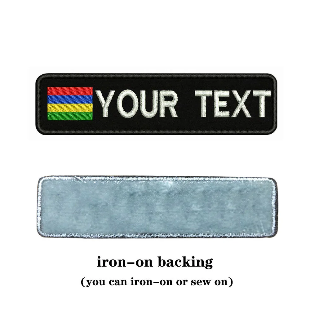 Флаг Маврикия 10X2.5cm вышивка пользовательское имя заплатка с текстом полосы