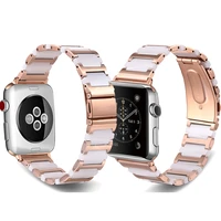 compatible applewatch series 7654321 424445mm stainless steel ceramics link strap metal buckle clasp iwatch 384041mm