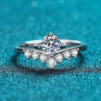 wholesale crown design moissanite ring 100 sterling silver simulated diamond band for women bridal wedding engagement