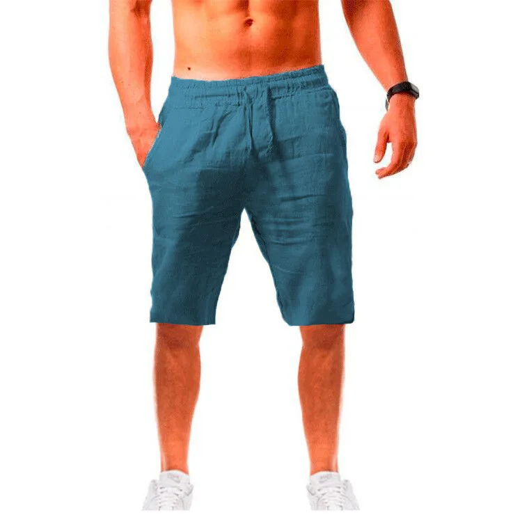

2021 New Men's Cotton Linen Shorts Summer Casual Breathable Solid Color Linen Short Trousers Fitness Streetwear Shorts