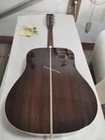 free shipping AAA all solid nature acoustic guitar 14 frets one piece head custom dreadnought D shape acoustic electric guitar