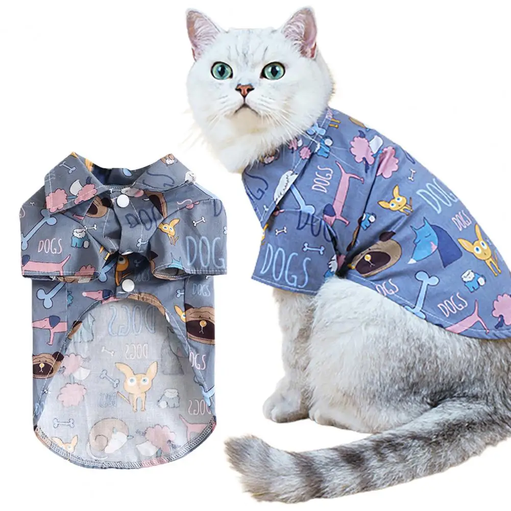 

Two-legged Beautiful Pet Breathable Costume Blouse Blue Pet T-Shirt Cartoon Printing for Summer