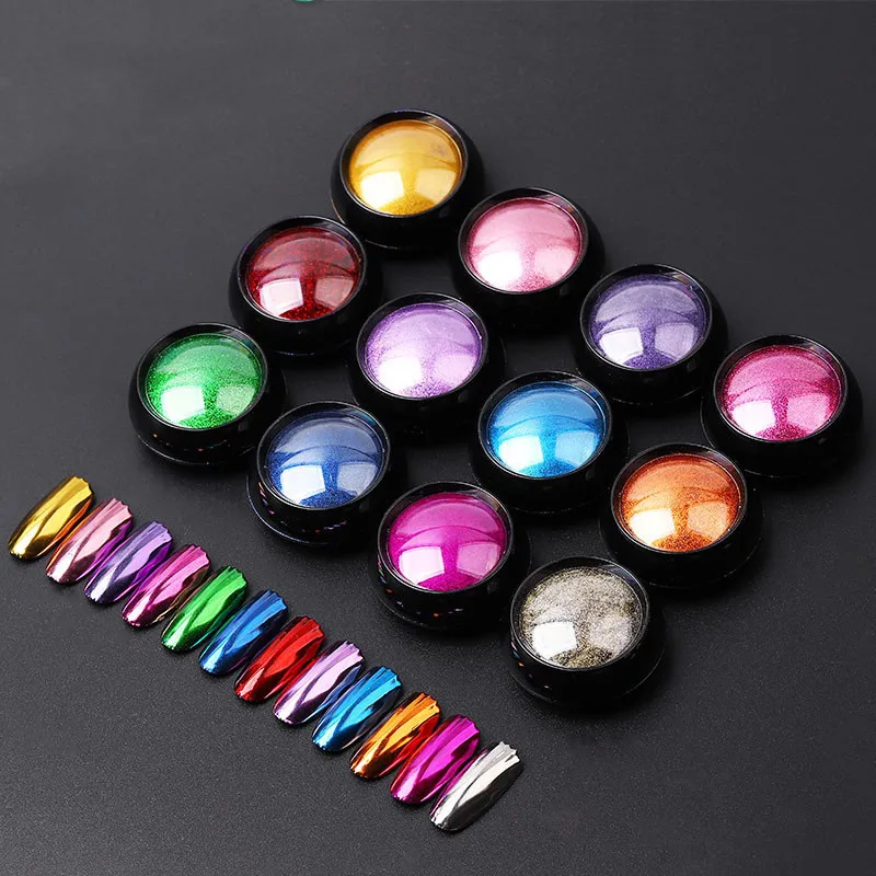 Дизайн ногтей Блеск окунающий порошок зеркало хром блеск пигмент пудра для