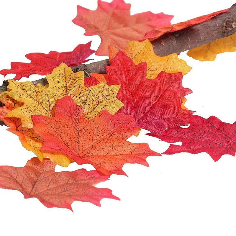 100 шт Ассорти смешанные осенние цветные искусственные кленовые листья для свадеб