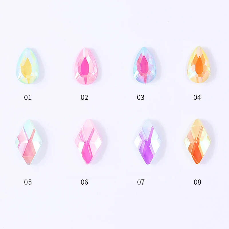 10 шт./пакет Стразы для ногтей ромбовидные гвозди в форме капли AB Цвет плоская