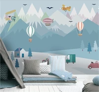 milofi custom wallpaper 8d waterproof wall cloth blue cartoon balloon airplane car children room background wall painting