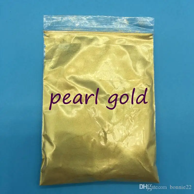 Pearl Gold 100 г цветной жемчужный порошок для макияжа, много цветов Слюда Порошок для ногтей блеск, перламутровый косметический пигмент - Цвет: Pearl Gold