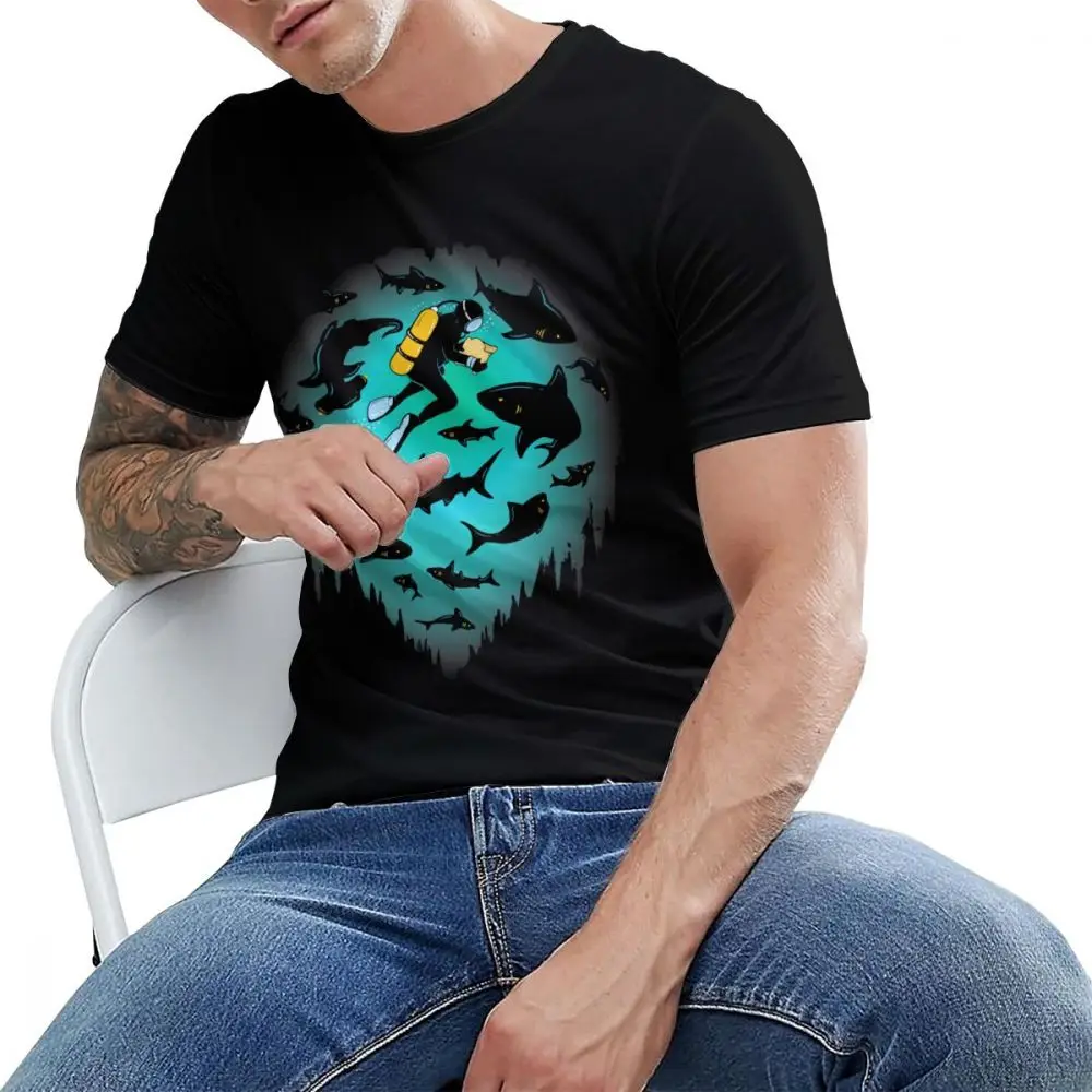 Харадзюку иллюстрация Дайвинг море подводная футболка человек хипстер отличная