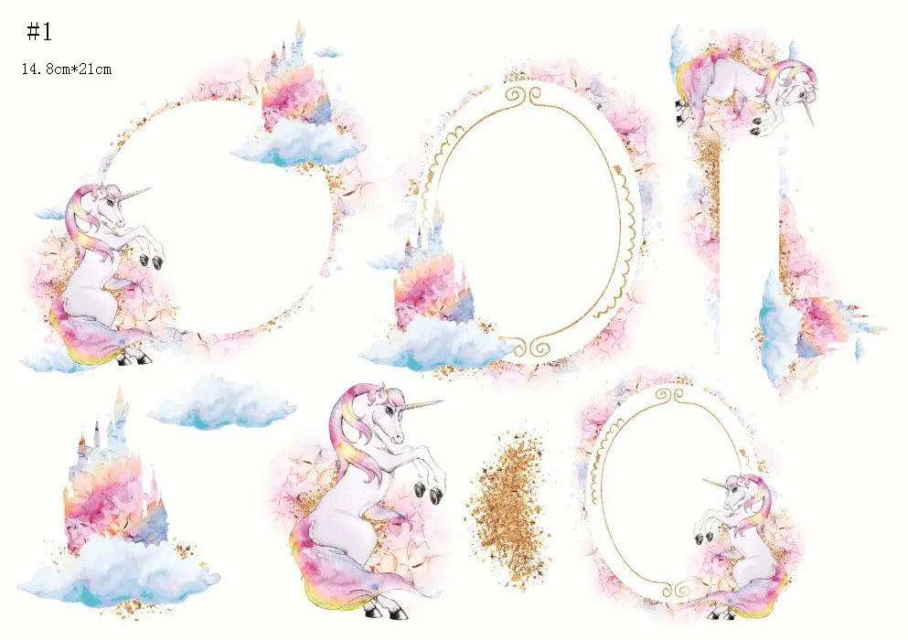 10 наклеек в виде фотоблокнота бумажная лента для дневника единорога