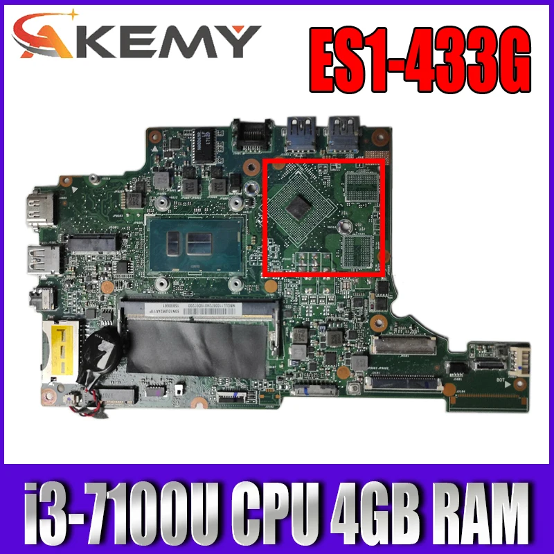 

For ACER Aspire ES1-433 ES1-433G EJ4DA Motherboard REV:2.0 NBGLR11005 NB.GLR11.005 CPU I3-7100U 4GB RAM 100% Test Ok Mainboard