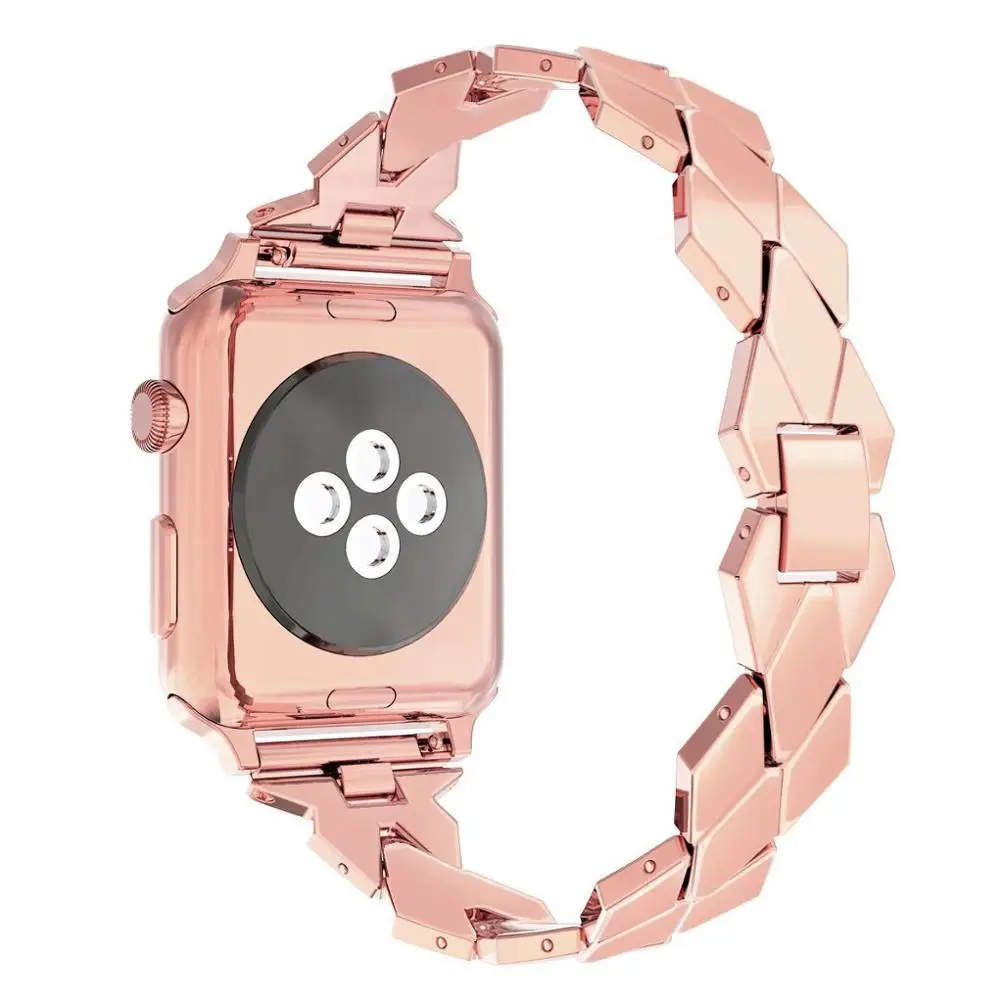 

Stainless Steel strap For Apple Watch band 44mm 42mm iwatch serie 7 6 se 5 4 3 Rhombic Metal Bracelet correa iwatch 40mm 38mm