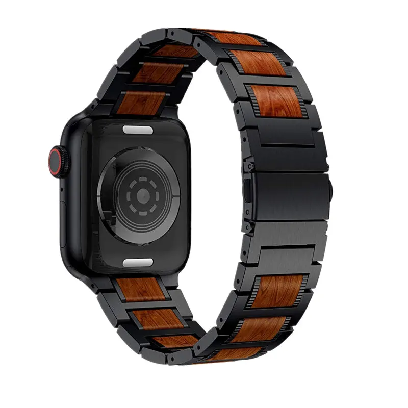 

Wood Watchbands For Apple Watch 6 Band 44mm SE Strap 40mm Stainless Steel Bracelet Sandalwood For Applewatch 3 42mm 38mm iWatch