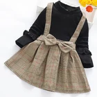 Вязаное платье-свитер для девочек, на бретельках, с имитацией двух предметов