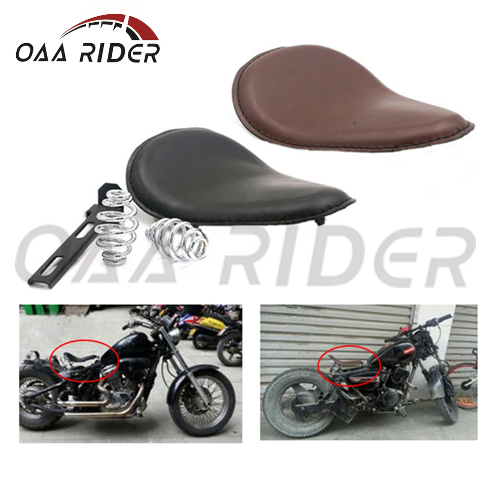 

Custom Motorcycle PU Leather Saddle Seat Cushions 3" Spring Solo Bracket Seat Universal For Harley Chopper Bobber Cafe Racer