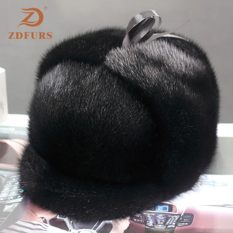 ZDFURS* Мужская норковая меховая шапка новая модная Мужская искусственная норка меховая зимняя теплая шапка/Кепка с плоской подошвой, матовые шапки