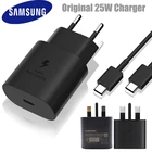Сверхбыстрое зарядное устройство для Samsung S21 Note 20 10 A70, зарядное устройство, 25 Вт, адаптер питания европейского стандарта для Galaxy Note20, S20, A90, A80, S10, кабель Type-C