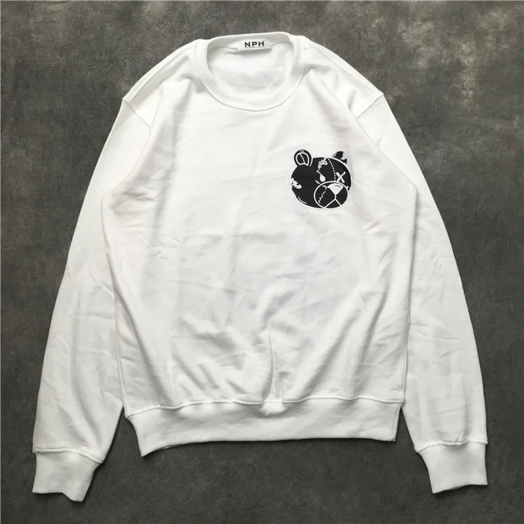 

New 2019 luxury High Men BLACK Skull bear Hoodies Hoody hooded Sweatshirts velvet Cotton Drake Thicken Fleece pullover #AA9